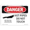 Signmission OSHA Danger Sign, Hot Pipes Do Not Touch, 7in X 5in Decal, 5" W, 7" L, Landscape OS-DS-D-57-L-1362 - alternate 1